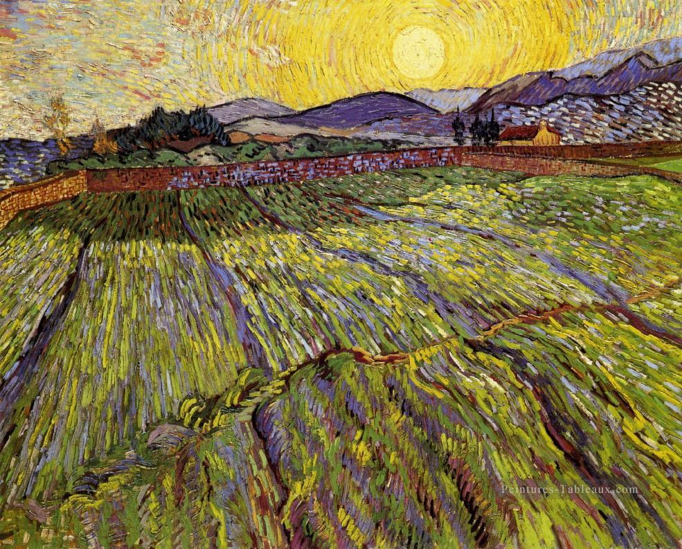 Champ clos avec soleil levant Vincent van Gogh Peintures à l'huile